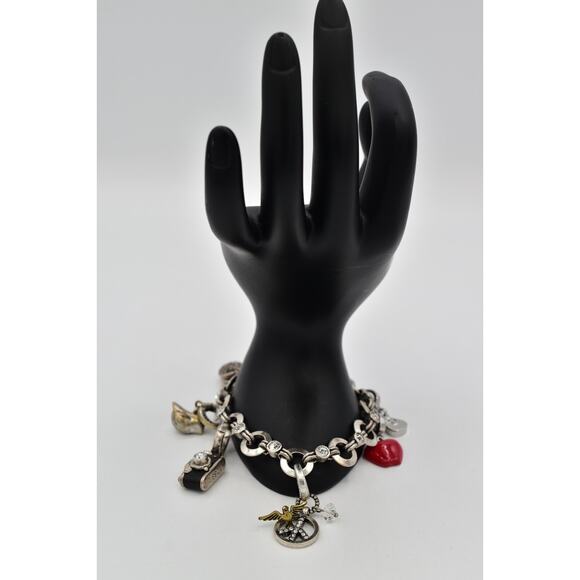 Fossil Vintage Charm Bracelet NYC Apple Camera Peace Bird Heart Key Rare BinAW - Picture 3 of 12